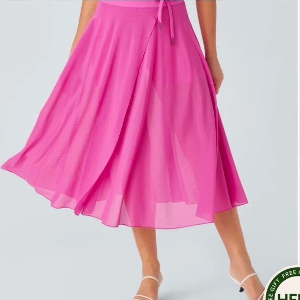 Halara Pink Mesh Wrap Front Active Skort with Pockets L Barbiecore Mesh Resort